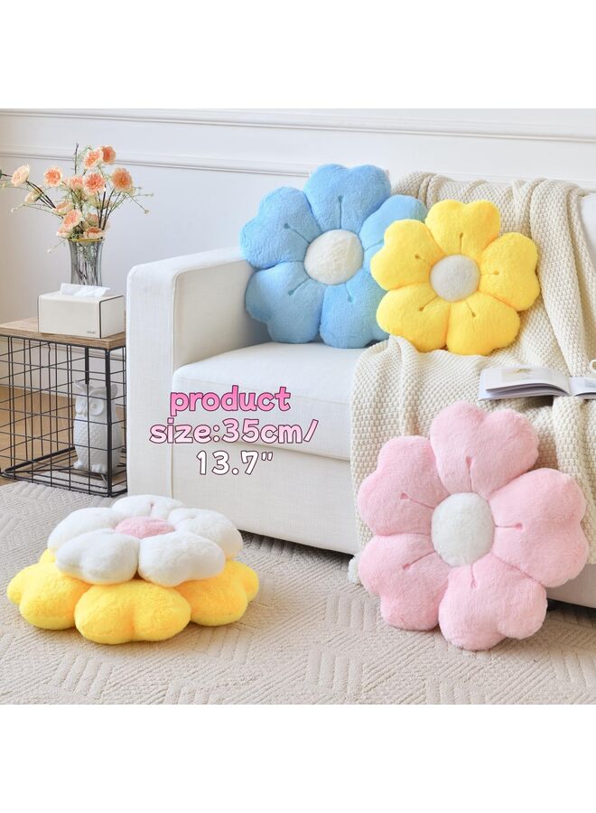 Flower Pillow, Decorative Throw Pillows for Bed Couch, Cute Daisy Pillow Dorm Decor Floor Seating Cushion (White, 13.65 Inches) - Image 2